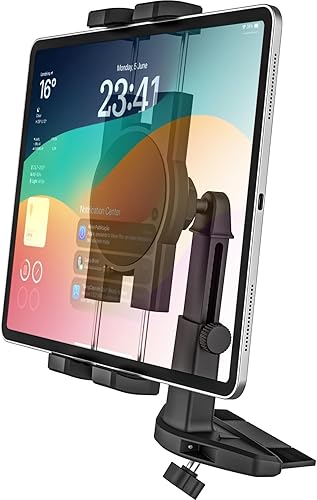 GDZN Soporte para tableta para ranura de CD de automóvil, altura ajustable, soporte para tableta con brazo telescópico compatible con iPad Pro 12.9