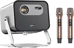 BYINTEK R90 Max Mini projetor full HD Suporta 4K 3D 1080P, Focagem Automática TOF, 2200 ANSI, 20W*2, Projector de Microfone, Adequado para Home Theater/KTV/negócios/jogos/Powerpoint(Com suporte)