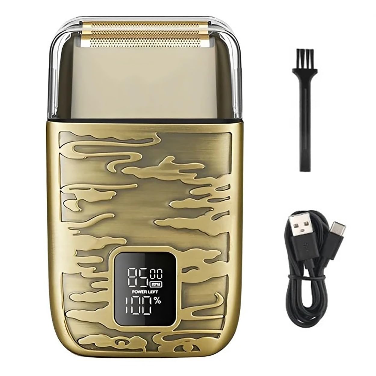 Rasoio per uomini calvi, rasoio elettrico a 3 velocità, professionale, IPX6, impermeabile, con guscio in metallo, con display digitale LCD, da uomo
