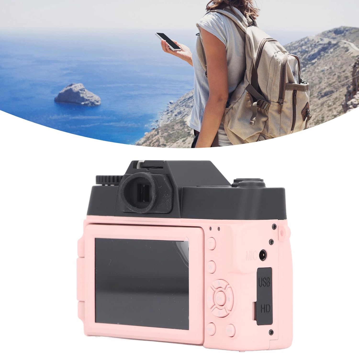 Jectse Digital Cameras for Photography, 48MP Vlogging Camera with 16X Digital Zoom, 3 Inch 180 Degree Flip Screen, Autofocus Anti Shake Compact Travel Camera (Pink), Jectserv5q17uz8g-12