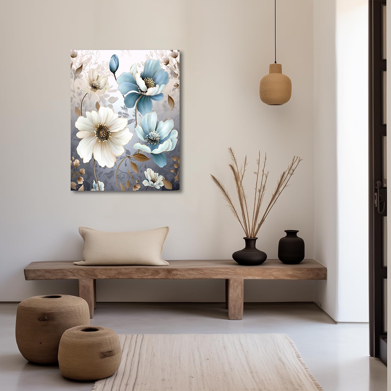 Póster «Flor De Loto Rojo En El Arte Abstracto Del Estanque Azul» De