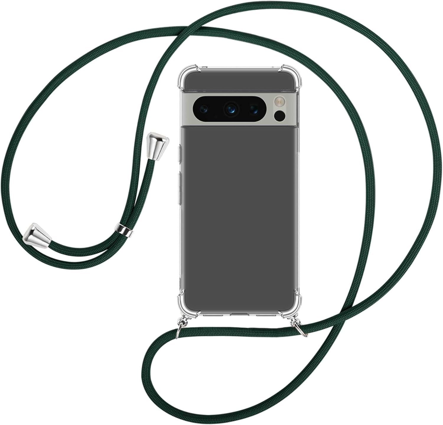Handyhülle Mit Kette Für Google Pixel 8 Pro - Durchsichtig, Stoßfest, Mit Umhängbarem Band In Roségold
