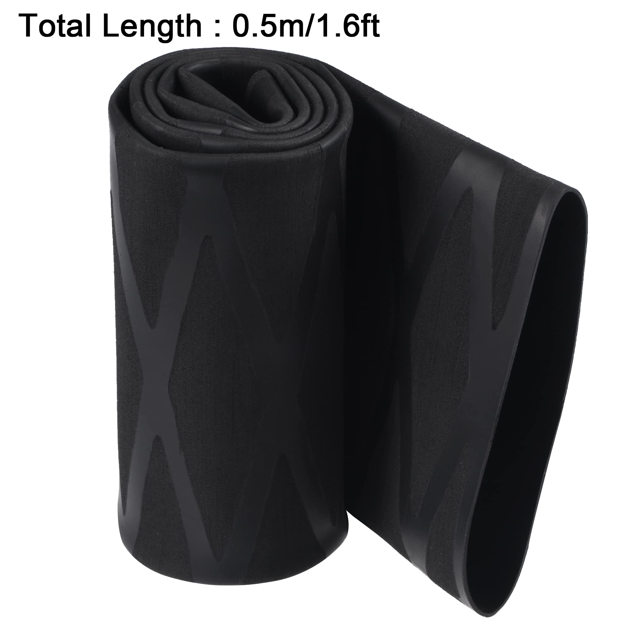 sourcing map Termorretráctil Envoltura Tubería para Pesca Caña Agarre Manija, 50mm Diámetro 77mm Plano 1.6pies 2:1 Relación, Negro