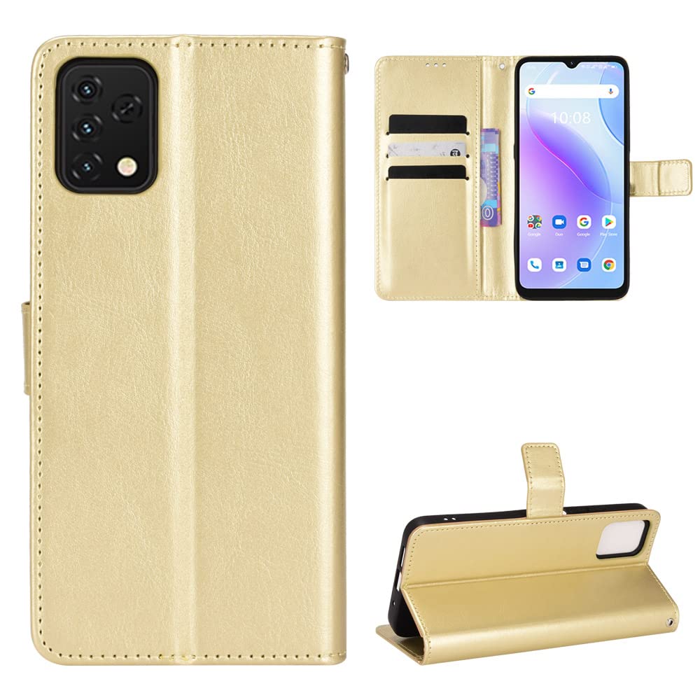 QiongNi Case for Umidigi A11S Leather Case,Case for UMI Umidigi A11S Case Cover,Flip Leather Wallet Cover Case for UMI Umidigi A11S Case Gold
