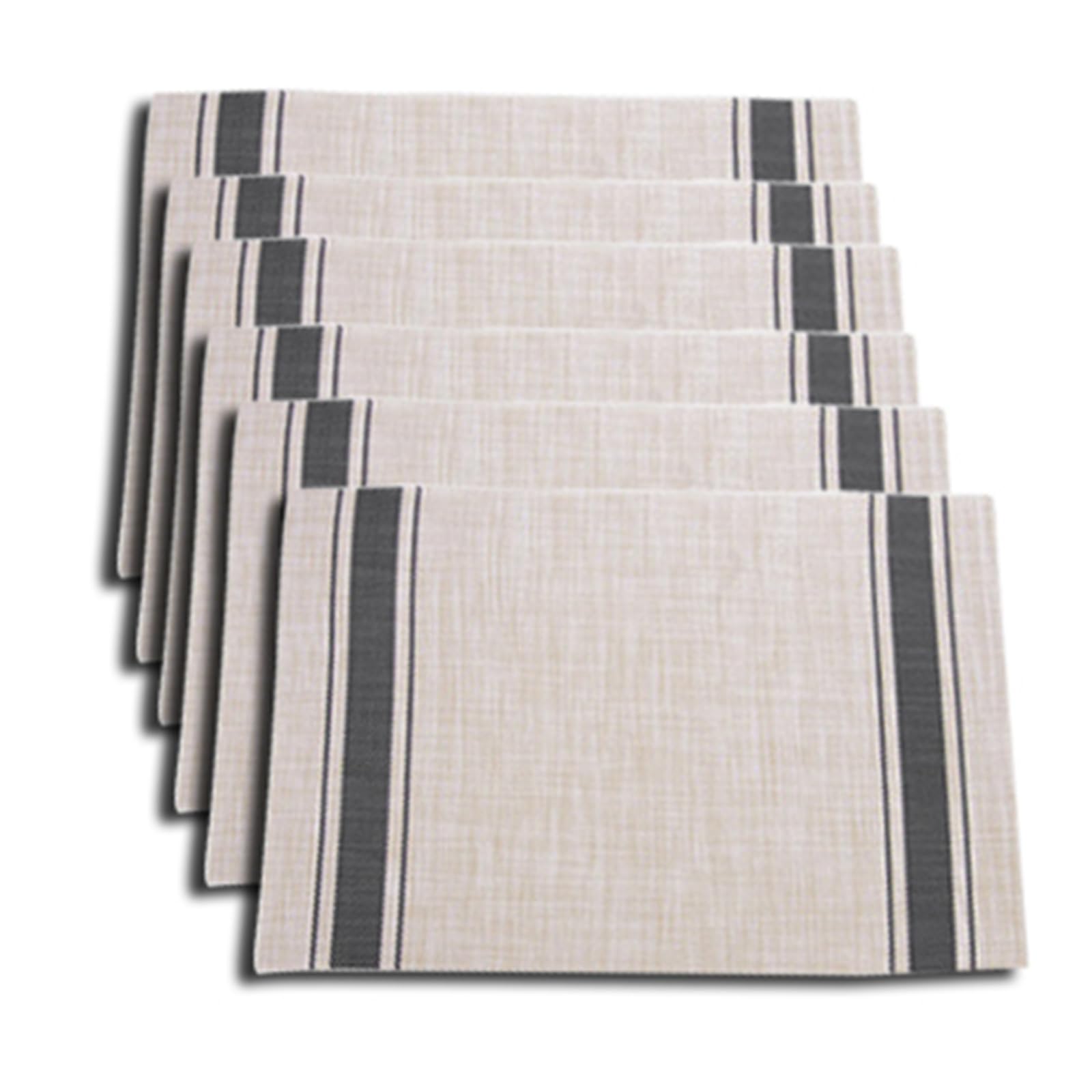 Soulnioi Placemats Set of 6, PVC Washable Table Mats Heat Resistant Dinner Place Mats for Kitchen, Dining Table, Restaurant Home Deocr - Black