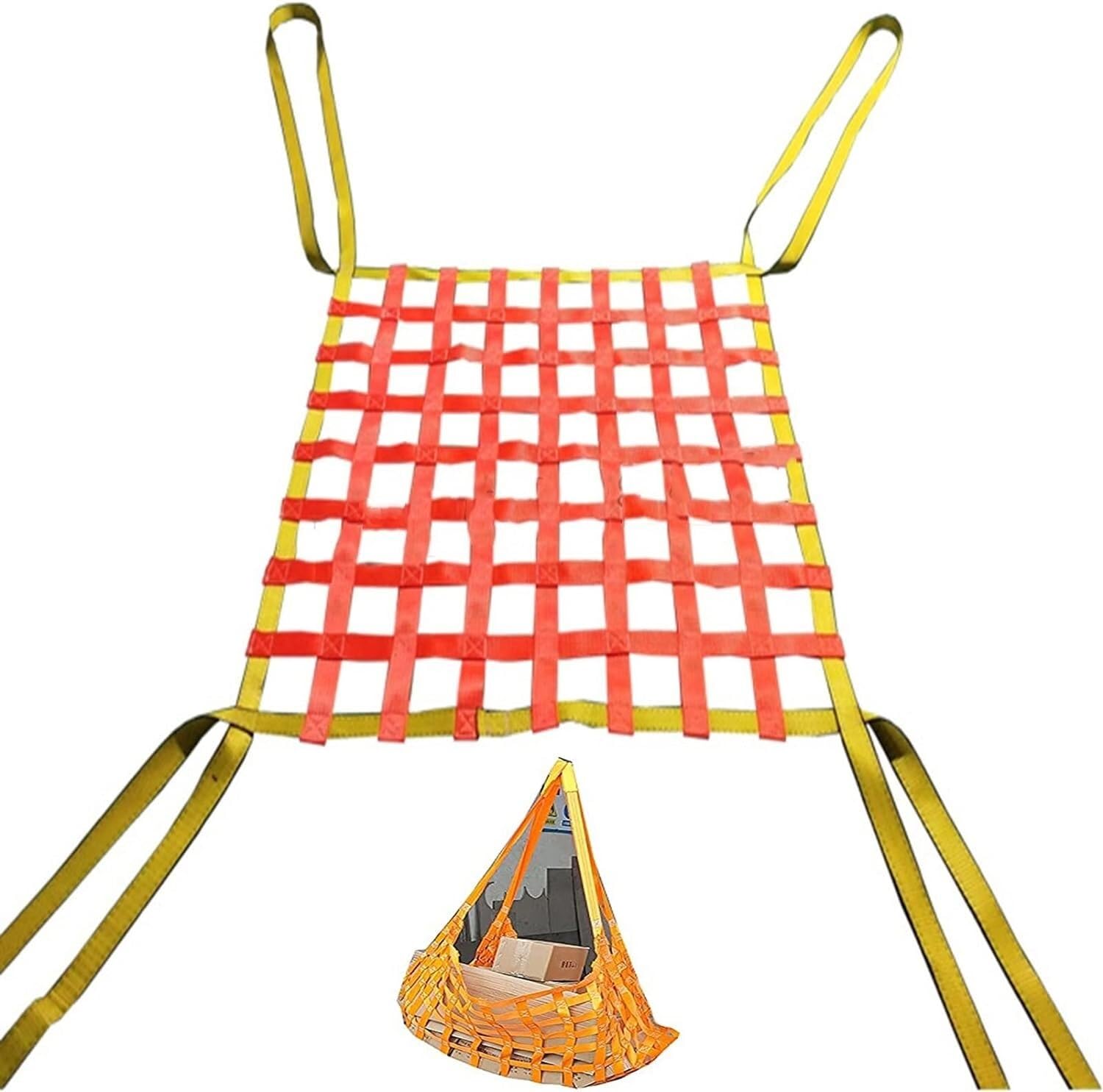 Red de elevación de Carga Resistente de 2x2 m, Red de Seguridad Colgante para Aparejos de construcción, Movimiento y Remolque, Capacidad de Carga de 3 t, tamaño de Malla de 15 cm.