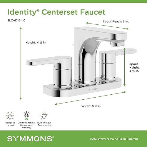 Miniatura 3 de Symmons SLC-6712-STN-1.0 Identity Grifo de baño con 2 manijas con conjunto de drenaje en níquel satinado (1.0 GPM)
