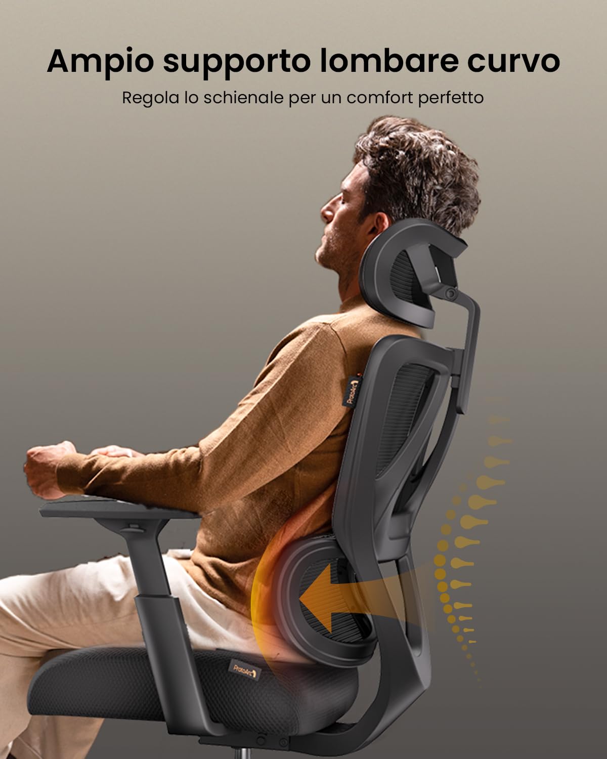 ProtoArc EC100 Sedia da Ufficio Ergonomica – Sedia da Scrivania con Cuscino a Molla da 10 cm, Supporto Lombare, Braccioli e Poggiatesta Regolabili, Sedia Girevole in Rete per Casa e Ufficio, Nera