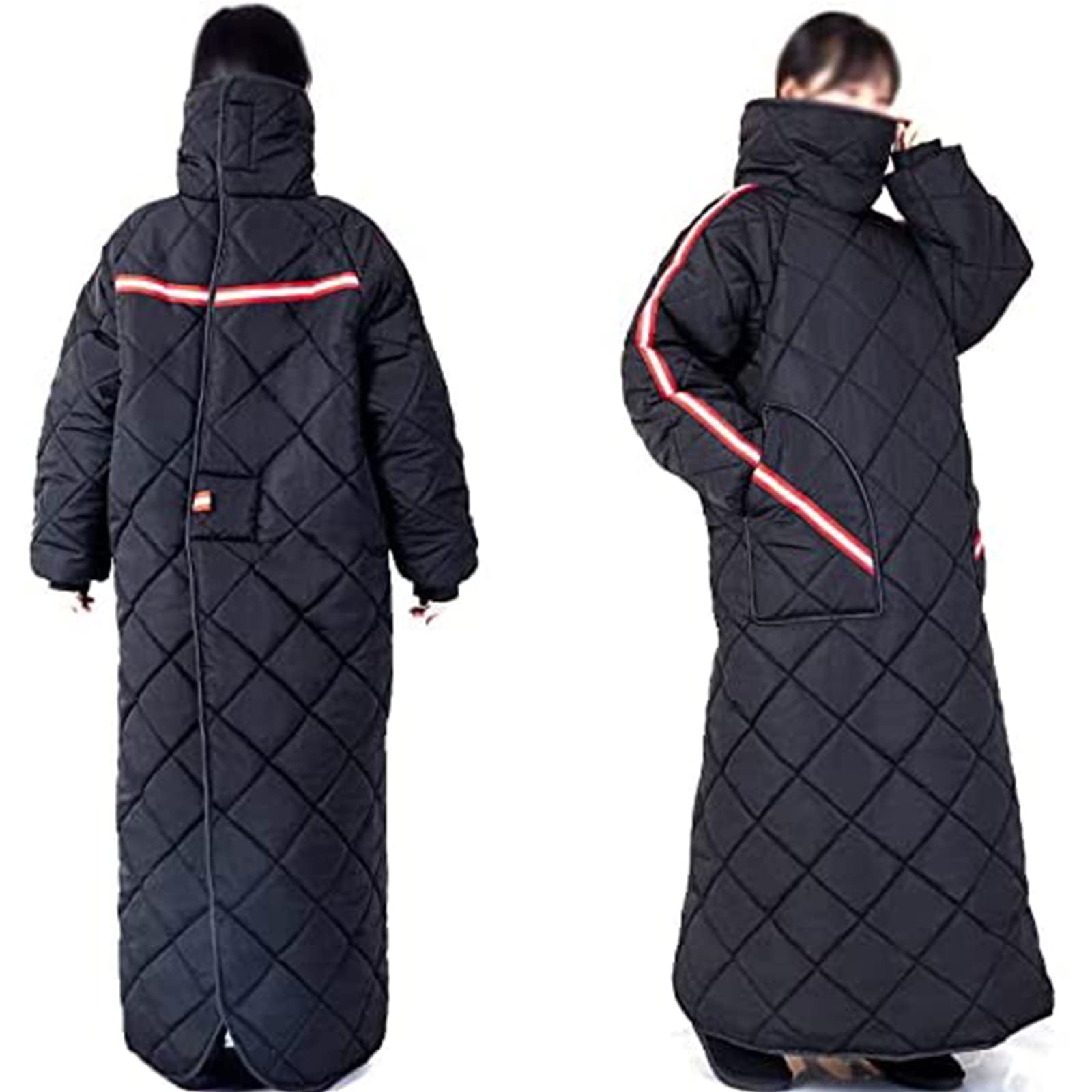 TEMKIN Manta para Silla de Ruedas Ropa Abrigada Invierno a Prueba de Viento e Impermeable de la Cabeza a los pies para sillas de Ruedas, Motocicletas y Bicicletas,Negro,L