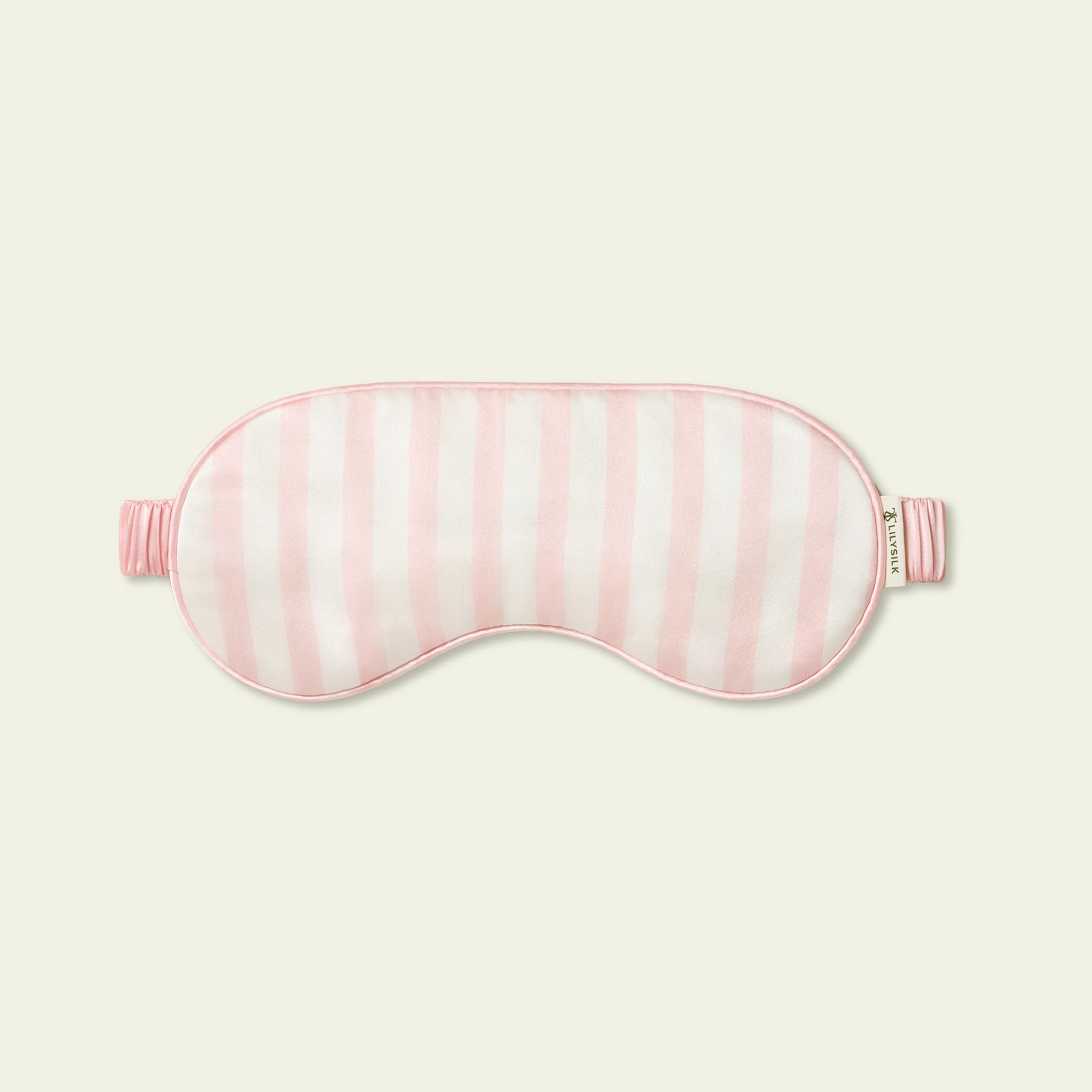 LILYSILK 100% Seiden Streifen Schlafmaske in Valentinszeit Reine Seiden Weiche Schlafbrille Lichtblocker für Reisen Nickerchen, Hellrosa & Weiß Gestreift