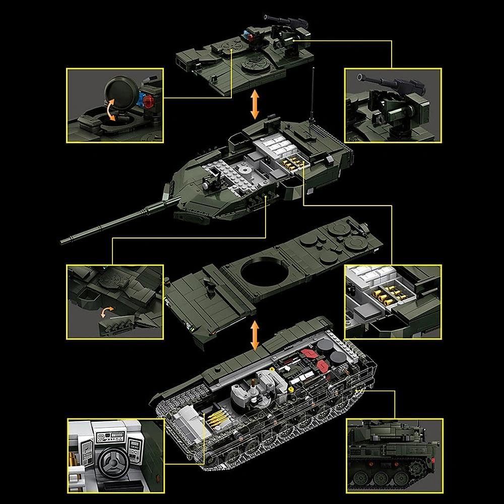 Technik Panzer Bausteine, MOC Kreativität 2306 Klemmbausteine Leopard 2A8 Tank Modellbausatz, DIY Konstruktionsspielzeug Home Office Decor Geschenke für Jungen Erwachsene