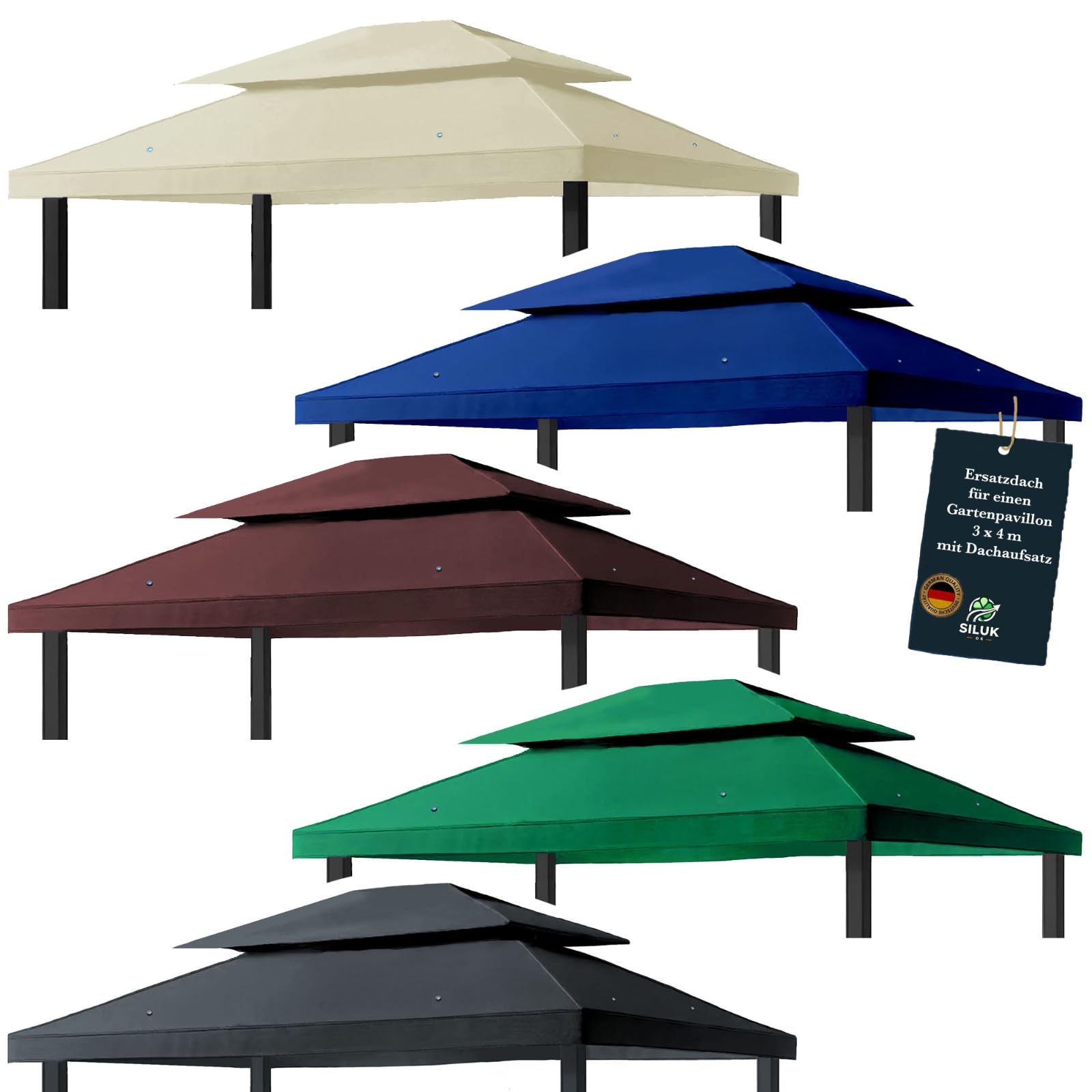 Tetto di ricambio per gazebo 3 x 4 m, impermeabile, materiale: PVC Panama Soft 370 g/m² ultra spesso, modello 5