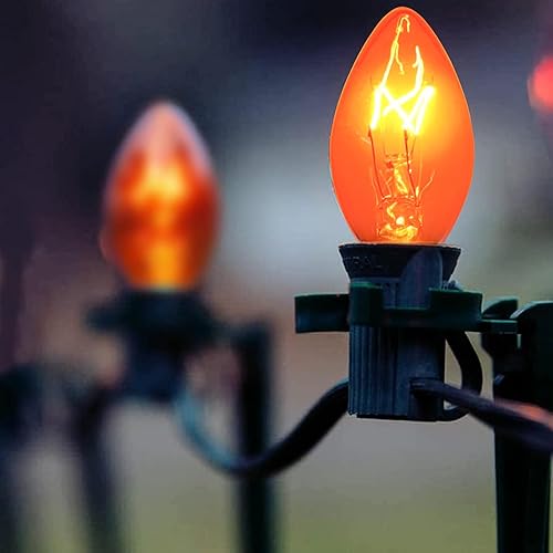 Miniatura 48 de Luces de Navidad vintage C9, 25 pies con 26 bombillas transparentes, cadena de luces conectables colgantes para patio, jardín, vacaciones, C9