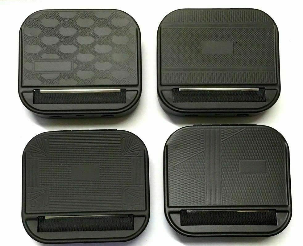 1x Automatic Rolling Machine Case Tobacco Tin Roller Black Blind Rolling Box Portable Metal Box for Cigarette Rolling Smoking Roller and Storage Case Black