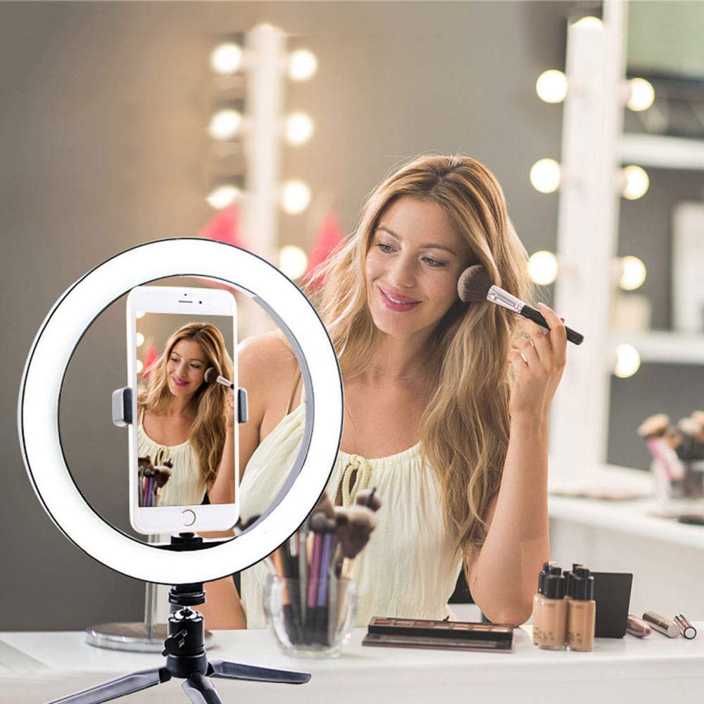 Luce ad Anello da 10 Pollici con Supporto per treppiede Supporto per Cellulare Dimmerabile Luce ad Anello per Fotocamera a LED per Trucco Live Streaming Fotografia Video Youtube 3 modalità