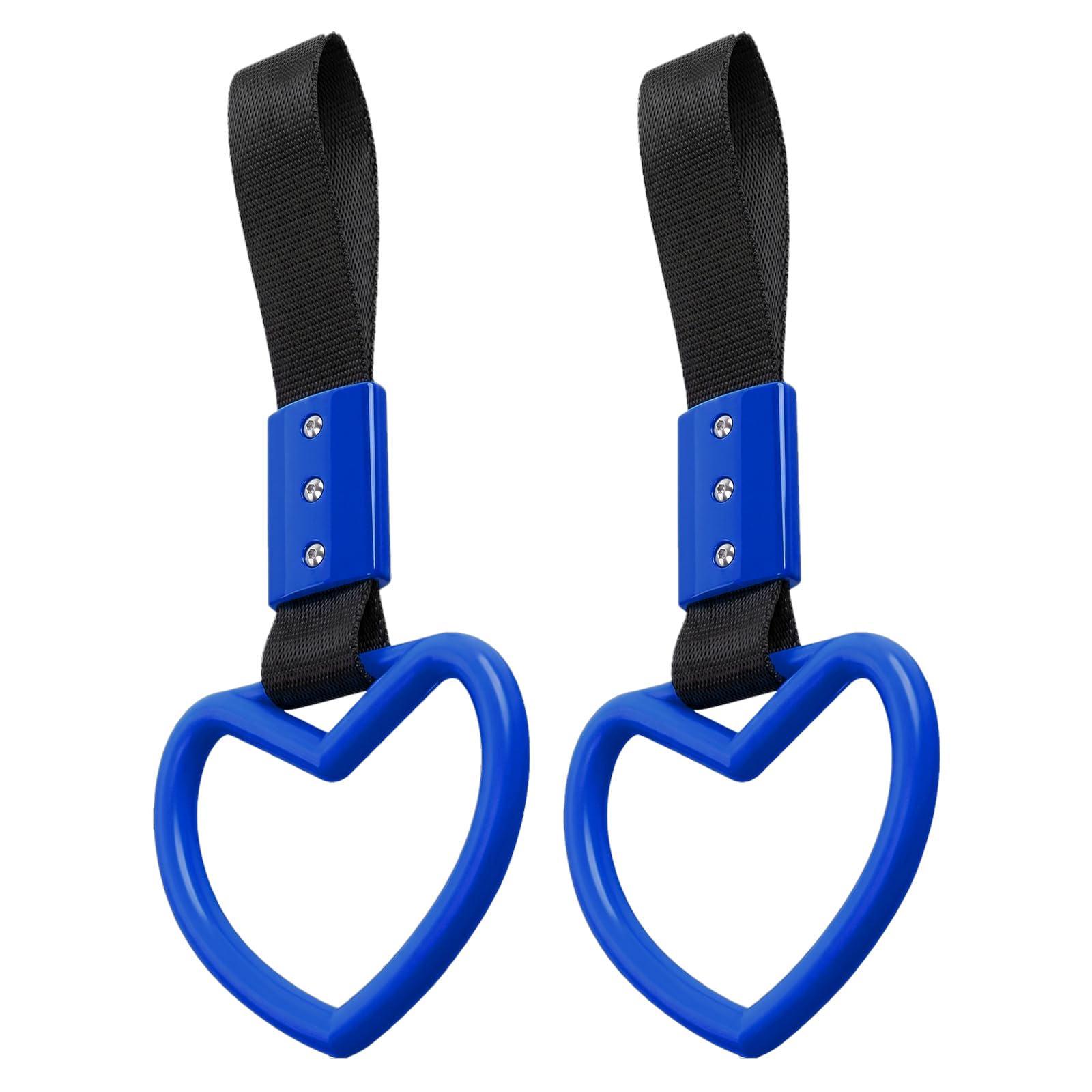 2PCS Heart Shaped Car Handle Straps, Rear Bumper Warning Keychain Ring for Car Exterior Accessories (Blue)