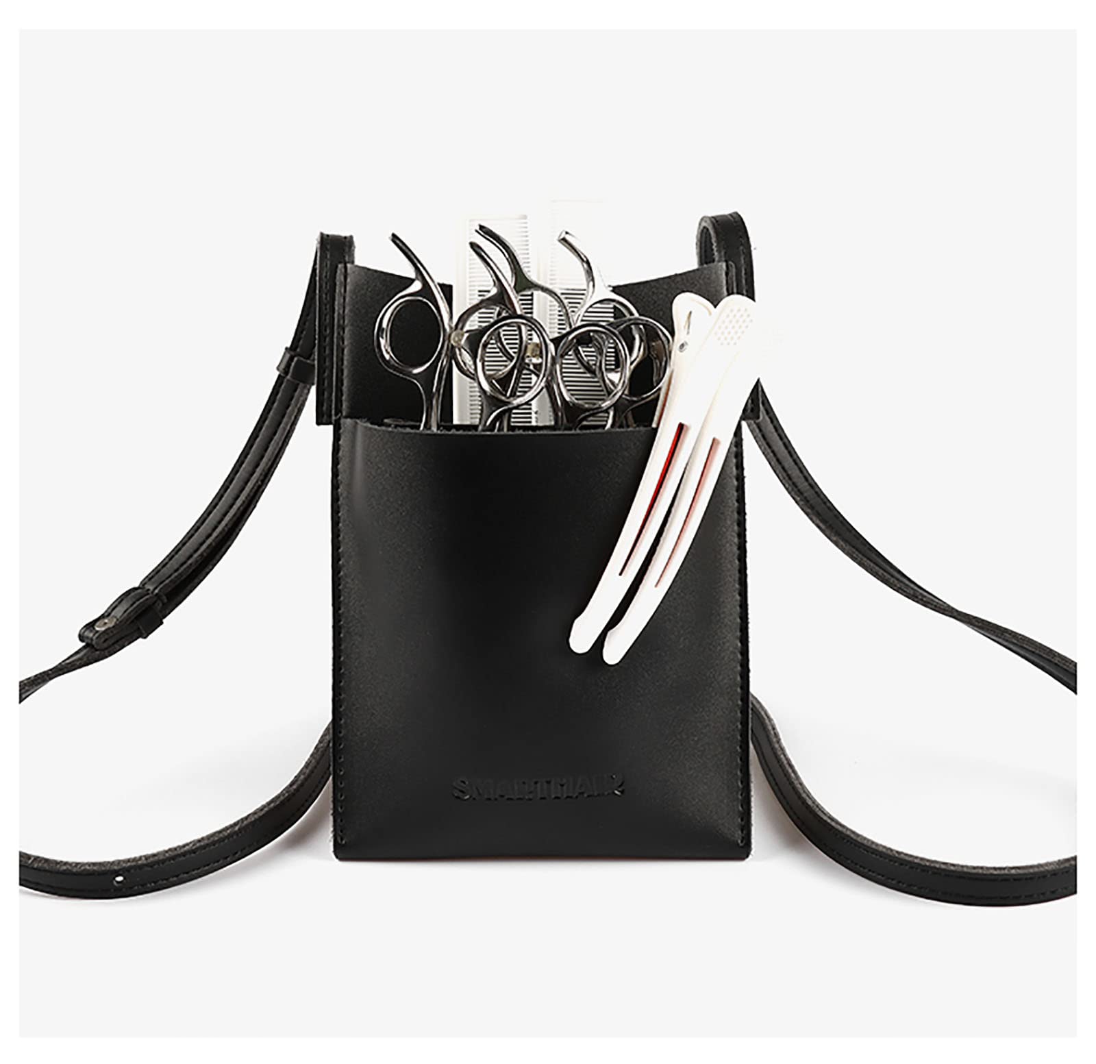 vrfvsdasAAS Hairdressing Tools Waist Bag, Genuine Leather Salon Barber Hairdressing Belt Scissors Holster for Combs Scissor with Adjustable(A)