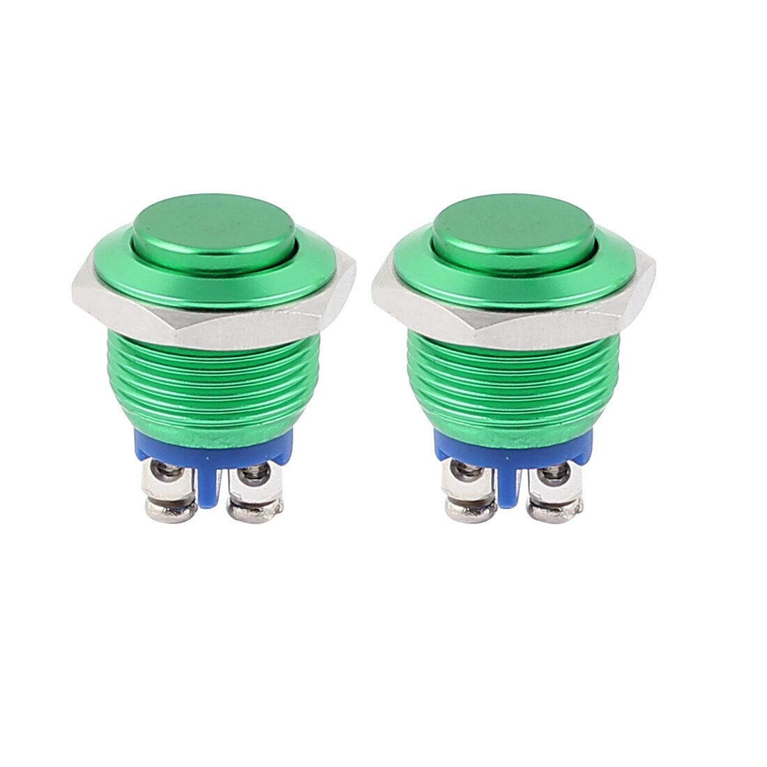 Switches 2Pcs 16mm SPST Momentary Galvanized High Head Push Button
