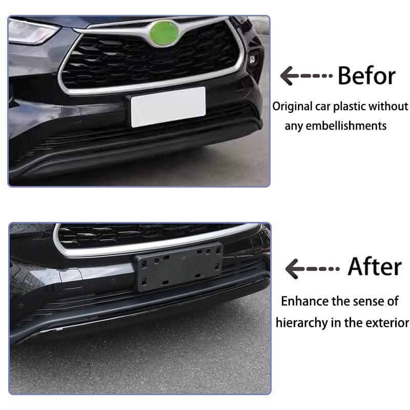 Car Accessories Fit for Toyota Highlander 2020-2025 ABS Exterior Front Bumper Protector Guard Cover Trim Black 1PC Set — view 3