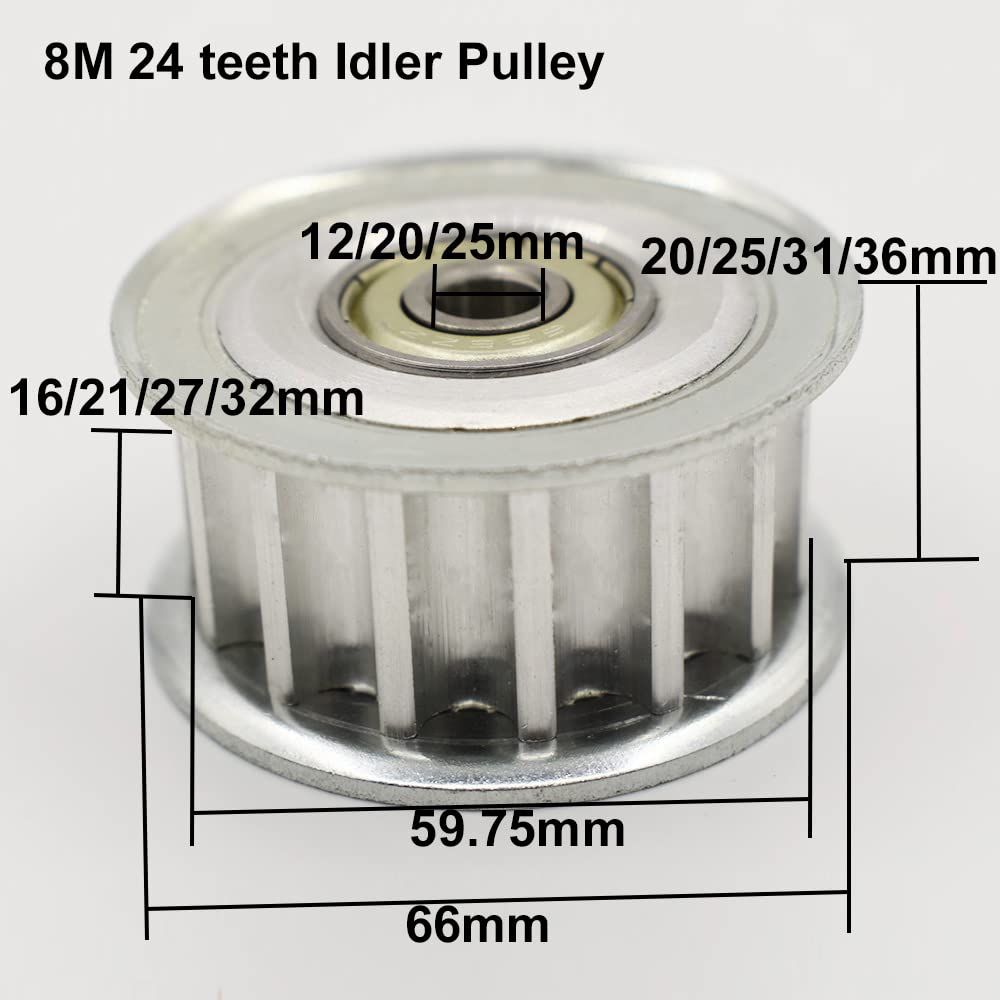 8M 24 zęby Synchronou koło pasowe luźne otwór 12/20/25mm 16/21/27/32mm szerokość z łożyskiem do pasa 15T pasywne(12mm Bore With Teeth,32mm)