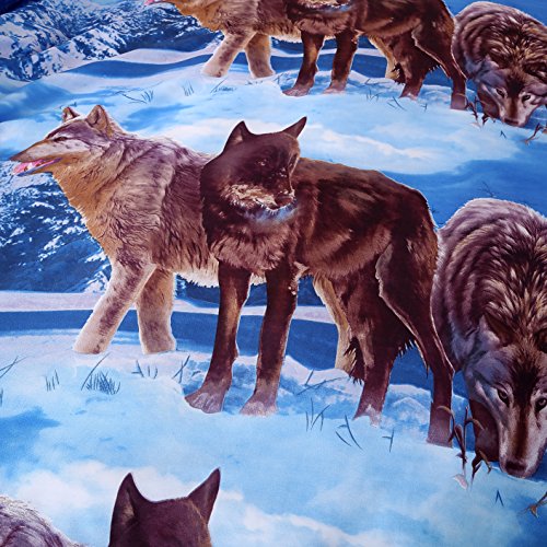 Heave Wolf Duvet Cover Set Queen Size Wolf Printed Bed Set With Sheet And 2 Pillow Covers Manly Bedding 4Pcs #TOP6