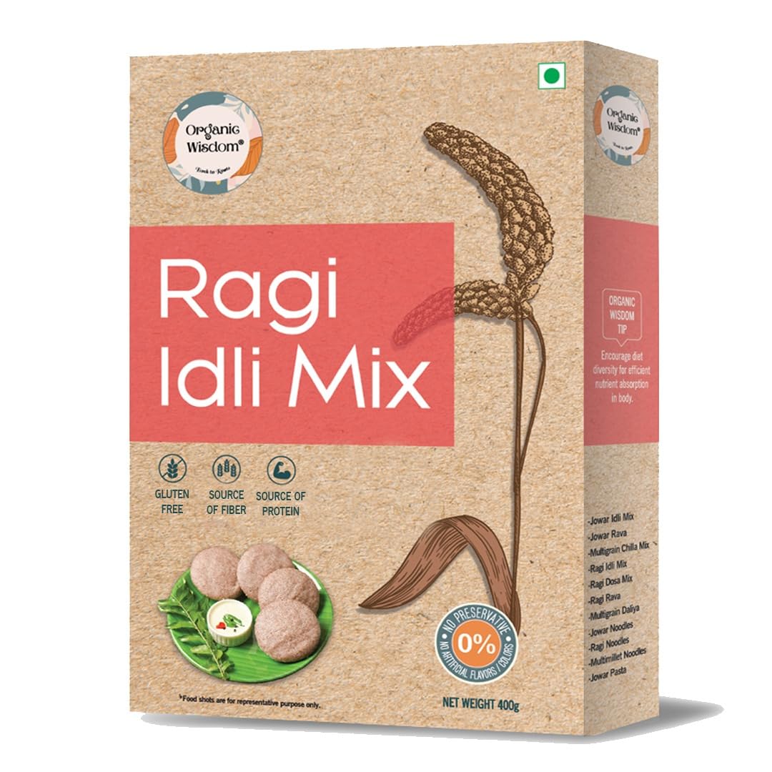 ORGANIC WISDOM-Back to Roots Instant Ragi/Nachni Idli Mix (Millet Idli)| 100% natural & Gluten Free| Super Food for Kids | Rich in Calcium & Fibre | Easy to Make | 400gm-image-47