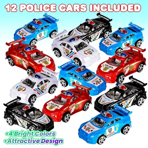 Set de 12 Carritos de Policía Mini Pullback para Niños miniatura 2