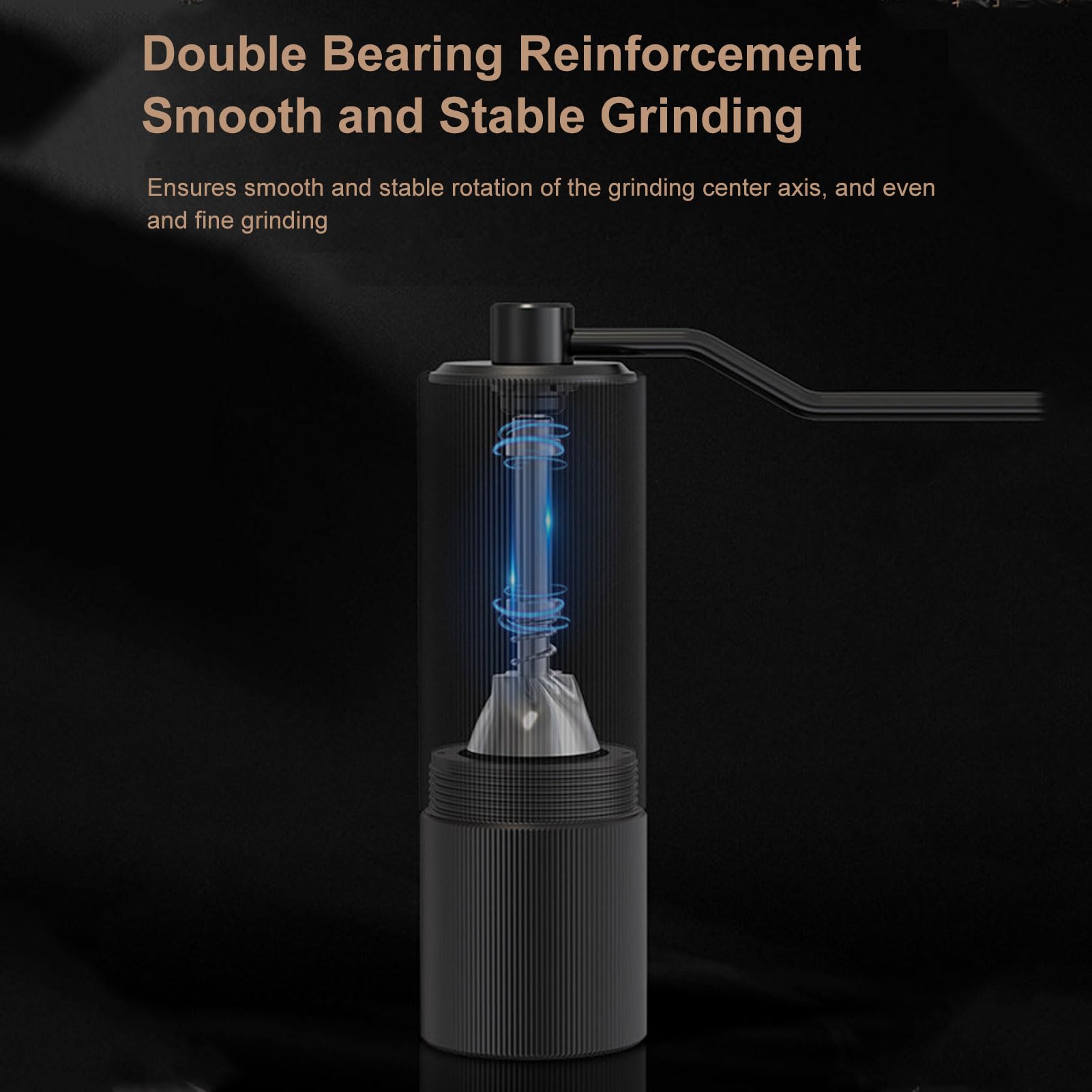 Moulin à café manuel portable – 30 réglages de mouture ajustables, meules en acier inoxydable, double roulement, idéal pour café filtre, espresso et cafetières à piston