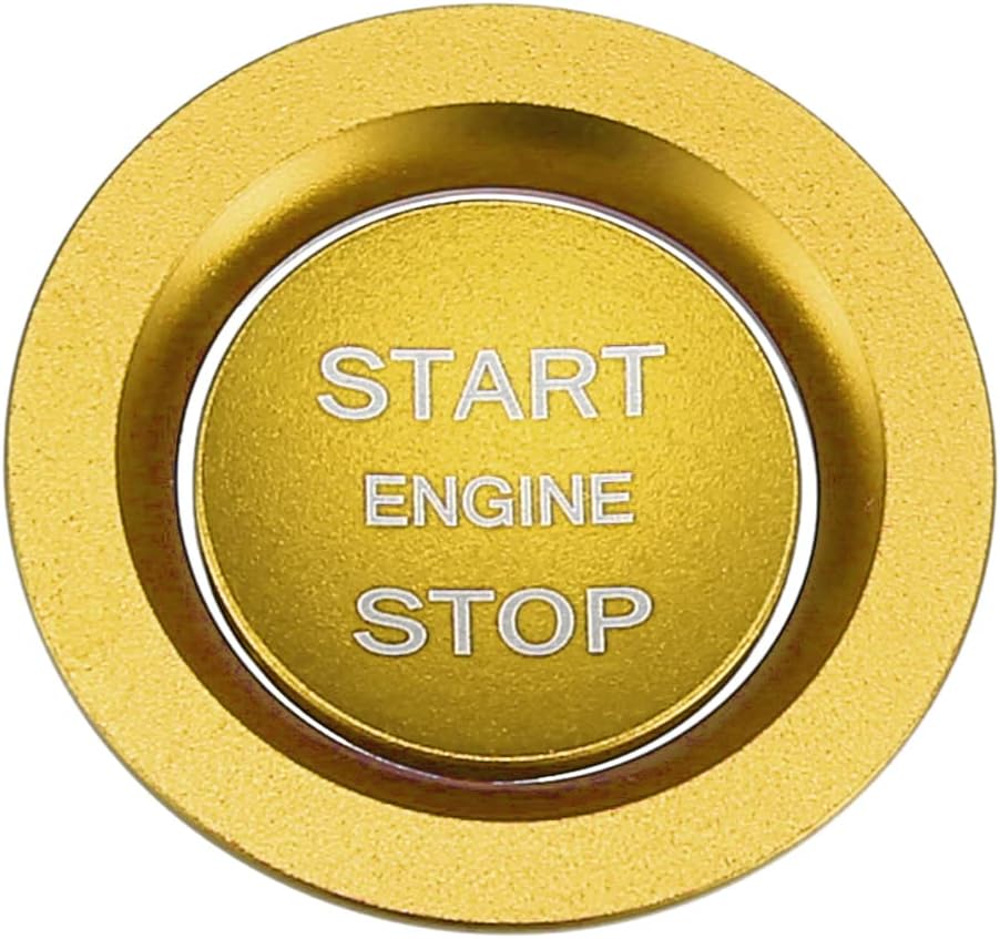 X AUTOHAUX Engine Start Stop Button Cover Kit One Click Push Start Button Trim Sticker for Land Rover Discovery for Range Rover Sport Gold Tone