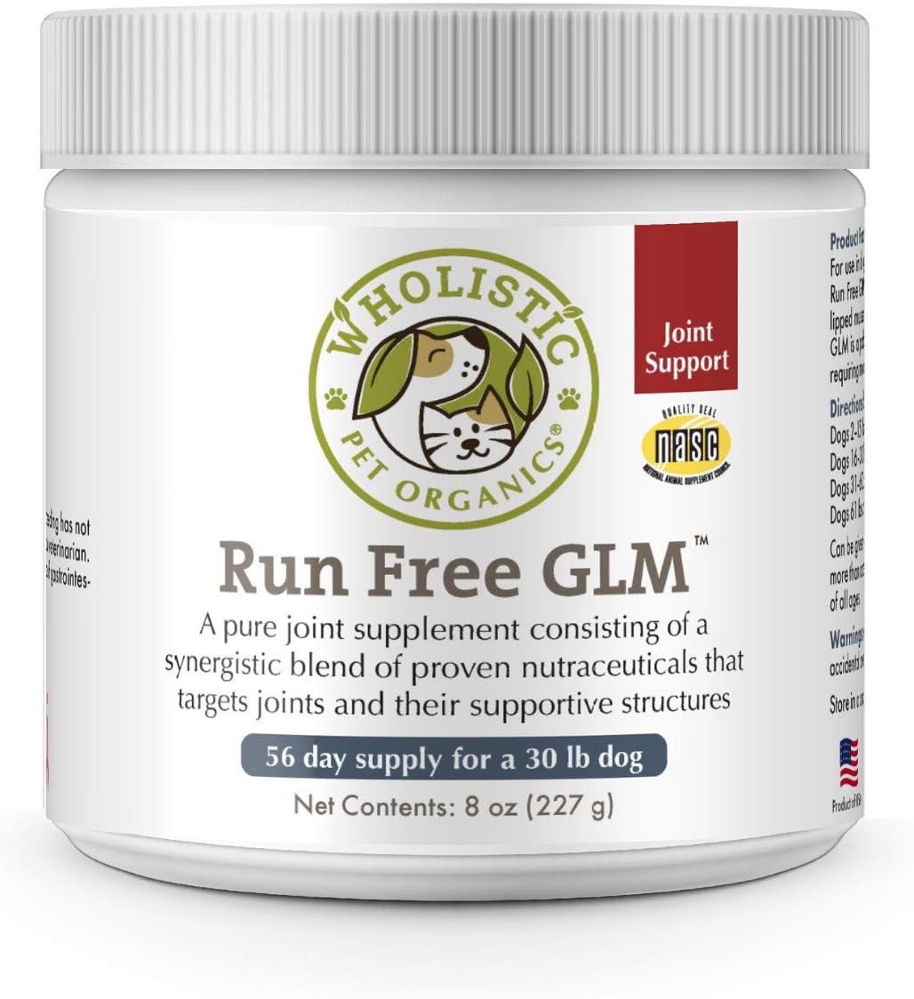 Wholistic Pet Organics Joint Supplement: Run Free with GLM Natural Hip and Joint Health Supplement for Dogs and Cats Mobility Support -…