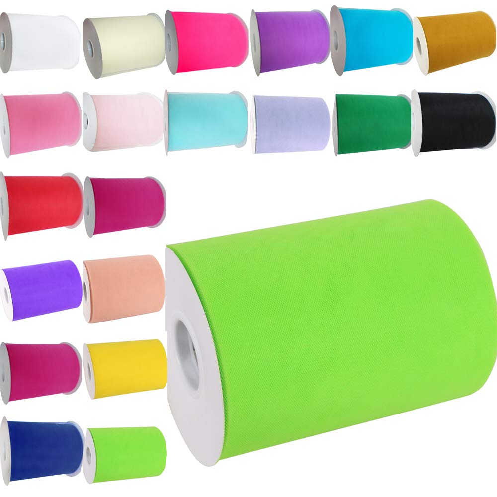 Time to Sparkle 2 Rolls Tulle Roll Spool 6 Inchs x 100yards Tutu Party Birthday Wraping Crafts Bridal Bow Skirt Wedding Decor - Apple Green — image 1