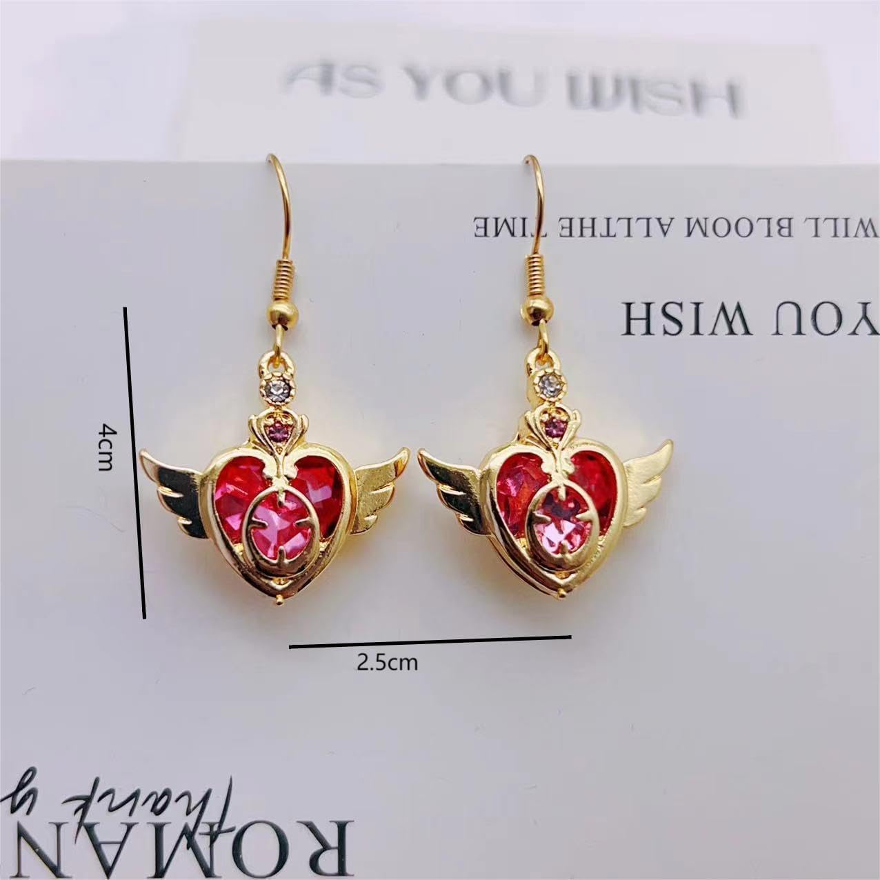 Lovely Heart and Crown Crystal Dangle Earrings - Sweet Cosplay Jewelry for Women - Image 5