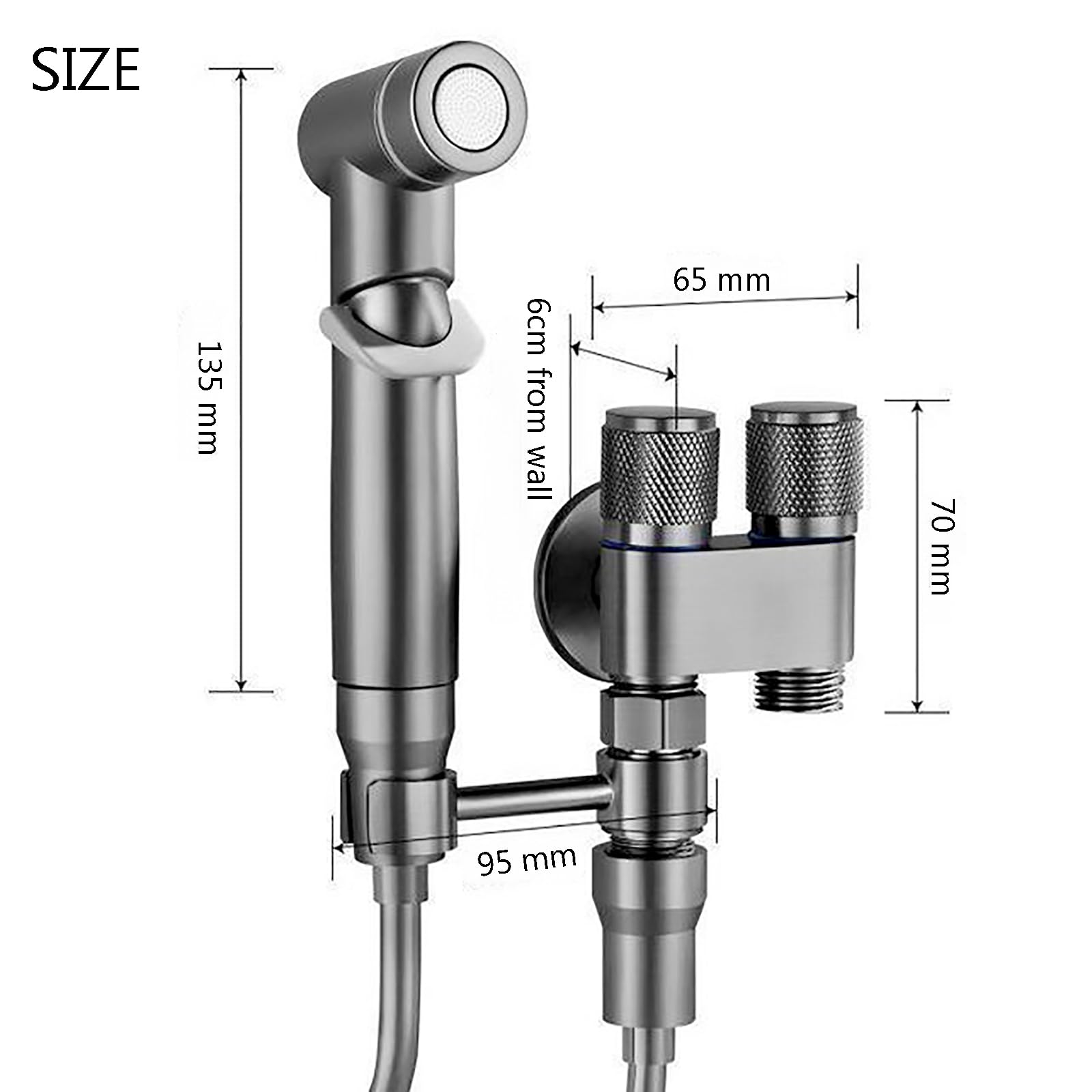 Grifo Bidet Para, Duchas Higienicas Para, Vide Portatil Para, Equipado Con 2 Metros De Manguera, Adecuado Para Duchas Musulmanas, Higiene Personal, Baño De Mascotas (Gris-01)