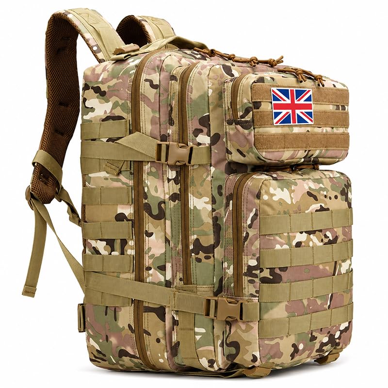 45L Military Tactical Backpack, MOLLE 3 Day Rucksack for Hiking Camping