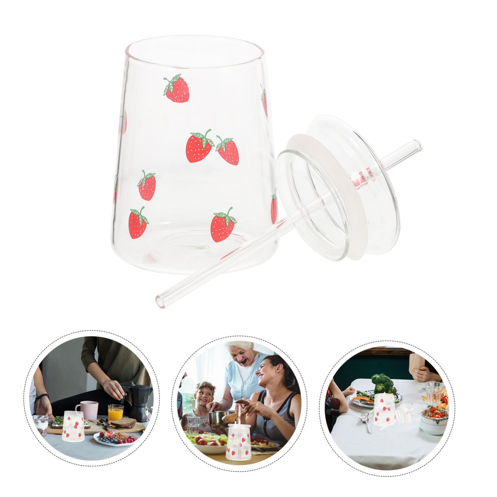 MAGICLULU 4 Set Di Robuste Tazze in Con Cannuccia E Coperchi Eleganti Bicchieri Per Tè Caffè E Latte