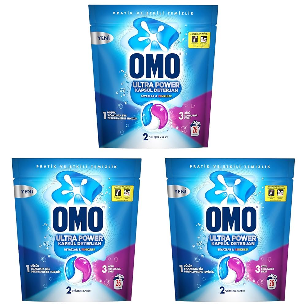 OMO Ultra Power Kapsül Çamaşır Deterjanı 26 Yıkama (3 paketi)