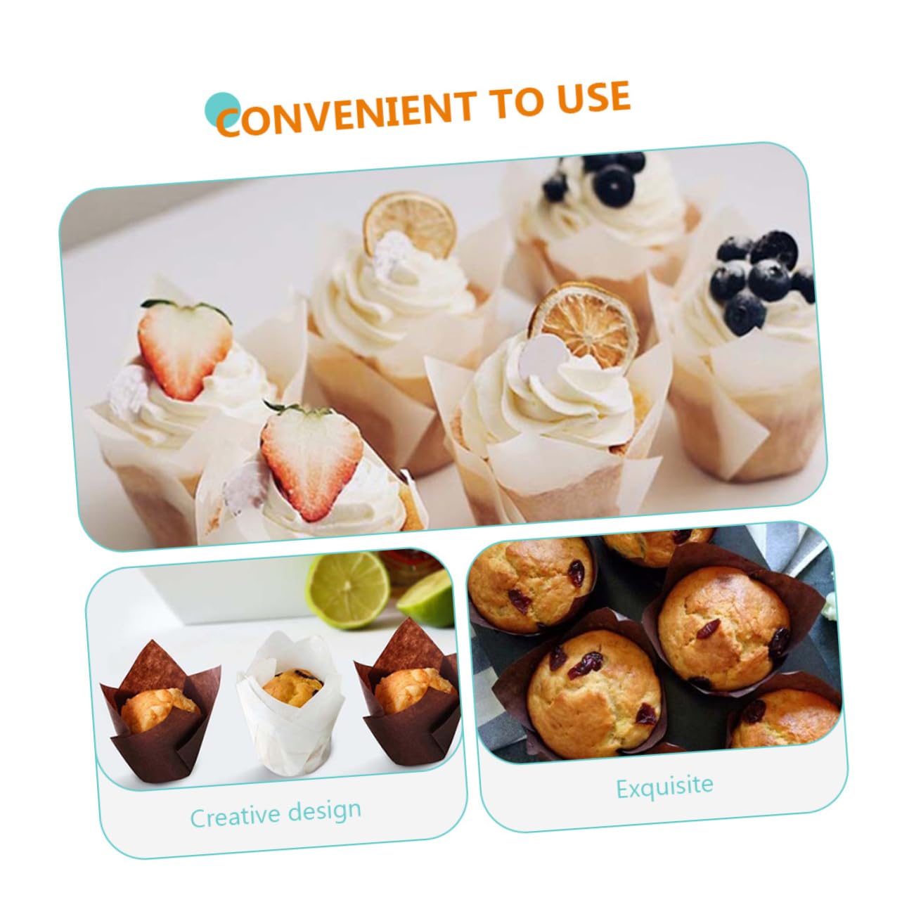Amosfun 450 Stk Tulpenkuchen Muffinförmchen Aus Papier Backblechkuchen Cupcake-verpackungsfolie Muffinpapier Tulpen-gebäcktablett Cupcake-backeinlagen Cupcake-förmchen Aus Kraftpapier