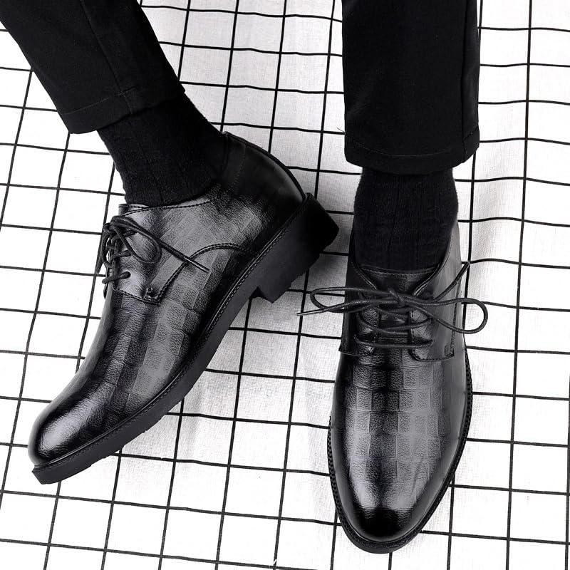 Men's Black Oxford Shoes Fashion Modern Genuine Leather Formal Derby Shoes Non-Slip Comfortable Retro Lace Up Tuxedo Shoes2
