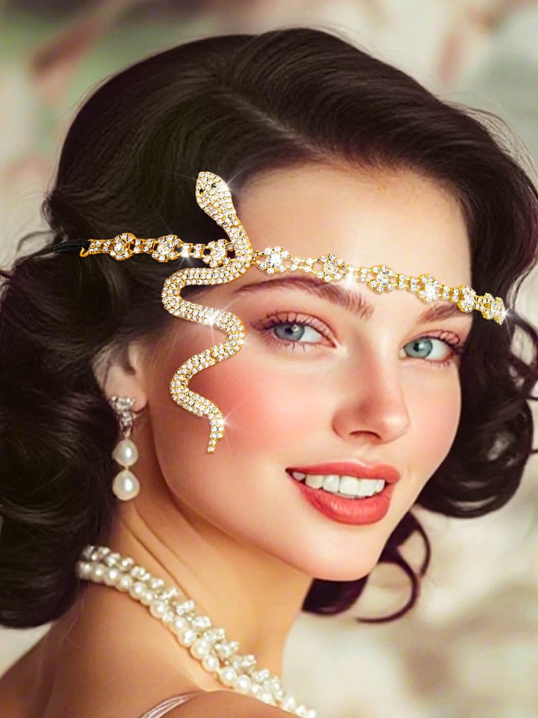 IYOU Snake 1920s Head Chain Tassel Wedding Headpiece Gatsby Party Hair Pieces Jewelry for Bride and Bridesmaid - Image 3