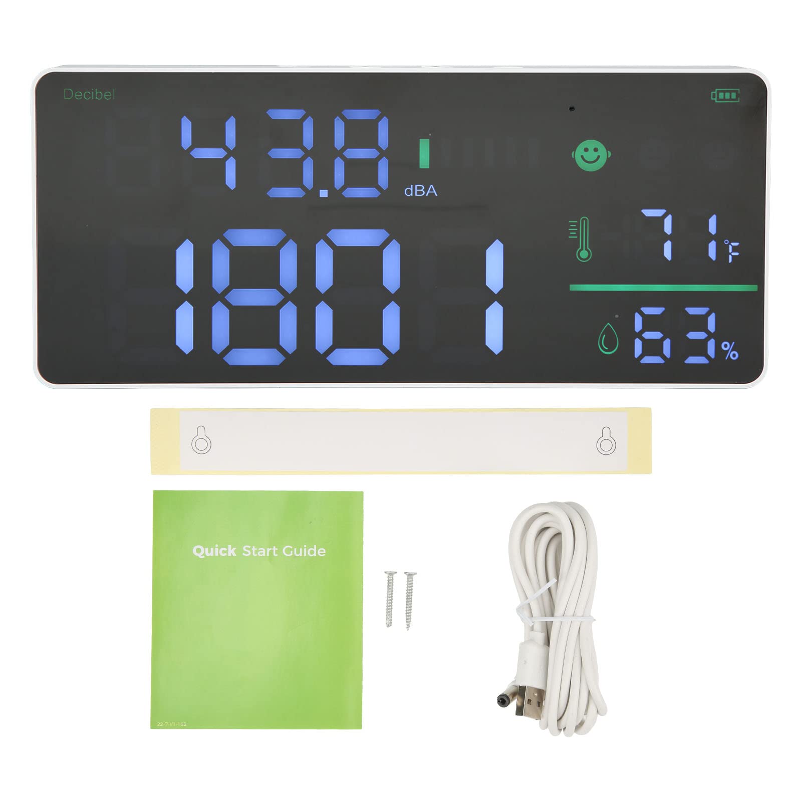 11in LED Geluidsniveau Meter met Temp Vochtigheid Klok Decibel Meter 4 in 1 voor DB Temp Vochtigheid Tester Geluidsniveau Meter voor Klaslokaal Studio Home