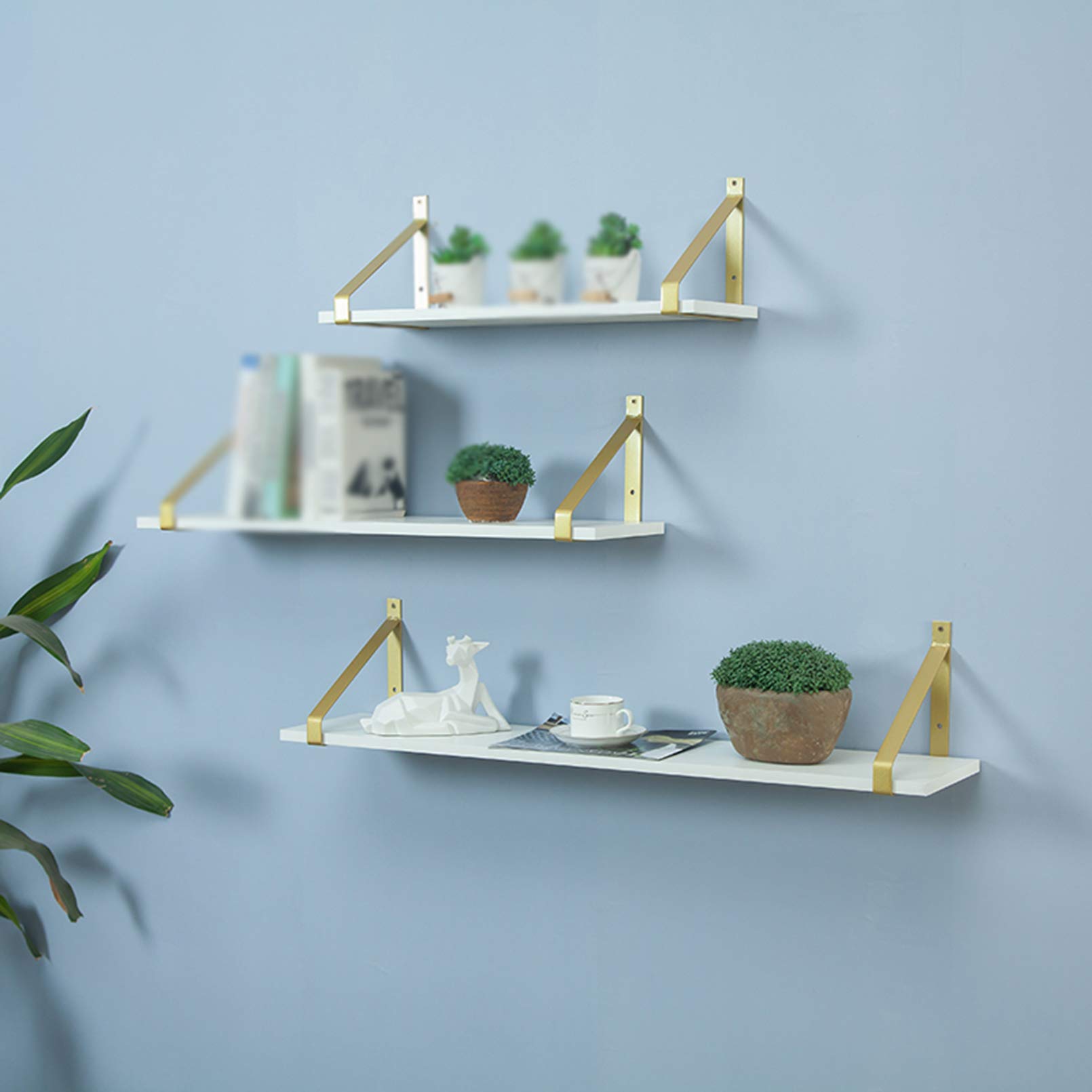 Staffe for mensole - Staffe for mensole montate a parete, supporti decorativi ad angolo retto, confezione da 2, staffa for appendere a parete in metallo, libreria, stile rustico rustico (oro25 cm) (C