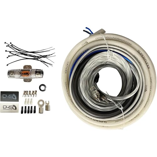 Down4Sound 4 Gauge Silver Tinned OFC Amplifier Install Kit Black/Clear Car Audio SuperFlexx Wire with RCA