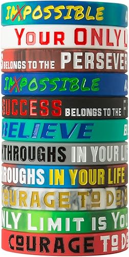 Pulseras motivacionales para hombres, mujeres y adolescentes, pulseras inspiradoras de silicona unisex para adultos