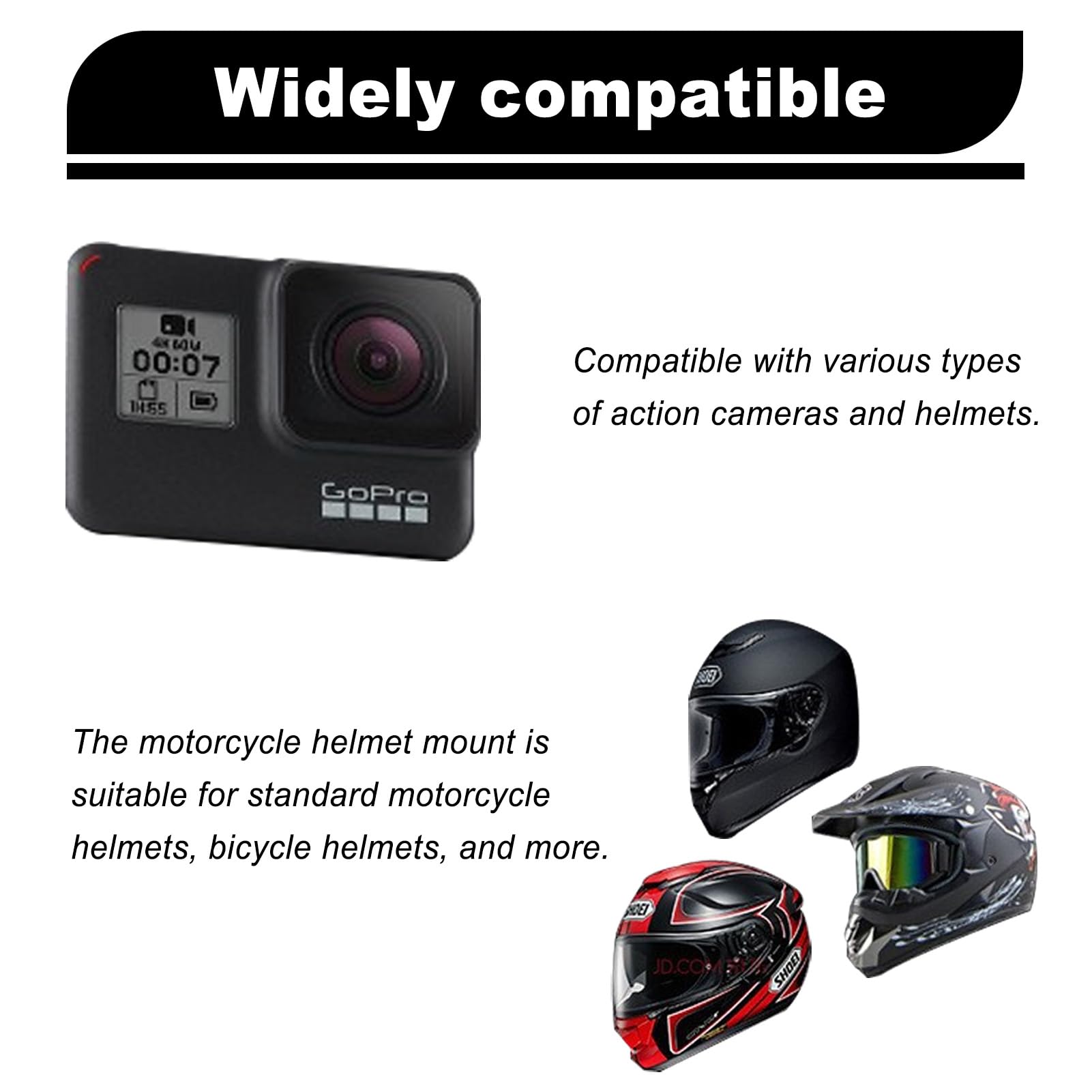 Kask motocyklowy, uchwyt pod brodę, antypoślizgowy uchwyt na kask, do GoPro Hero 13, 12, 11, 10, 9, 8, 7 Max Mini, do Insta360, X5, X4, X3, X2, do DJI Osmo Action 5, 4, 3