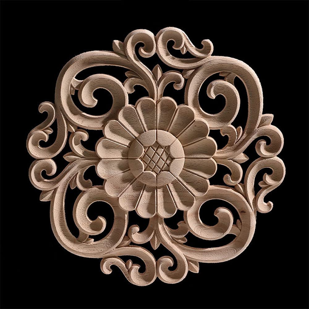 Exquis classique sculpte rose en bois decoration haut de gamme ornement onlay rond