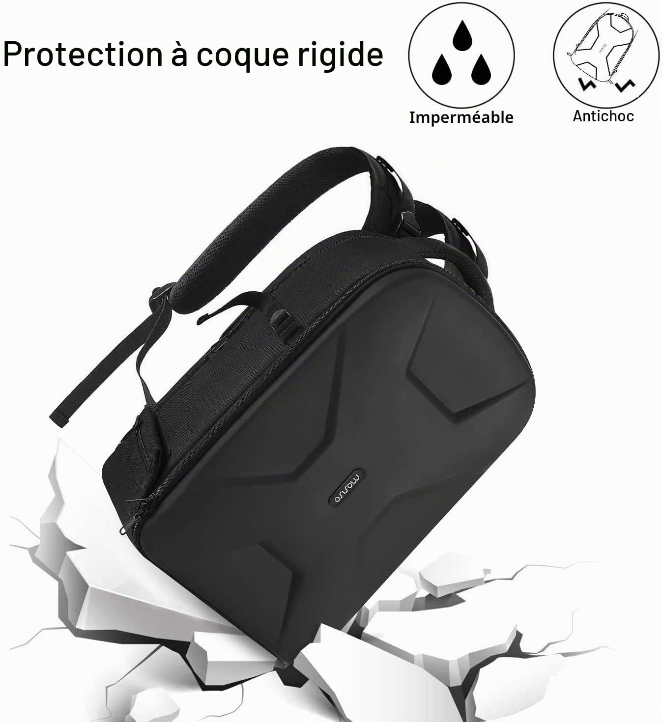 MOSISO Sac Dos Appareil Photo,DSLR/SLR/Mirrorless Photographe Sac Appareil Photo Plein Ouvert Étanche Étui Rigide avec Ordinateur Portable Compartiment,Compatible avec Canon/Nikon/Sony,Noir