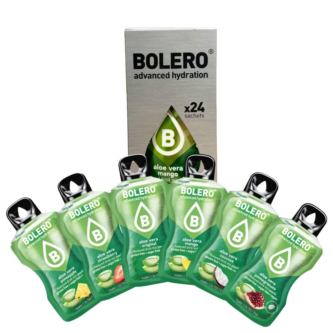Bolero ALOE VERA MIX 24x9g | Saftpulver ohne Zucker, gesüßt mit Stevia + Vitamin C | geeignet für Kinder, Sportler und Diabetiker | glutenfrei und veganfreundlich
