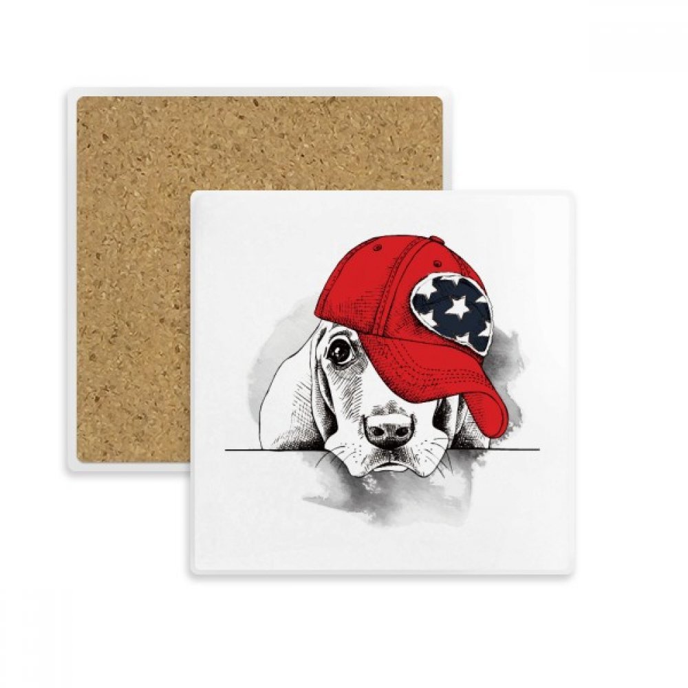 Coaster porte de pierre absorbant avec tasse carrée illustration chien aquarelle multicolore