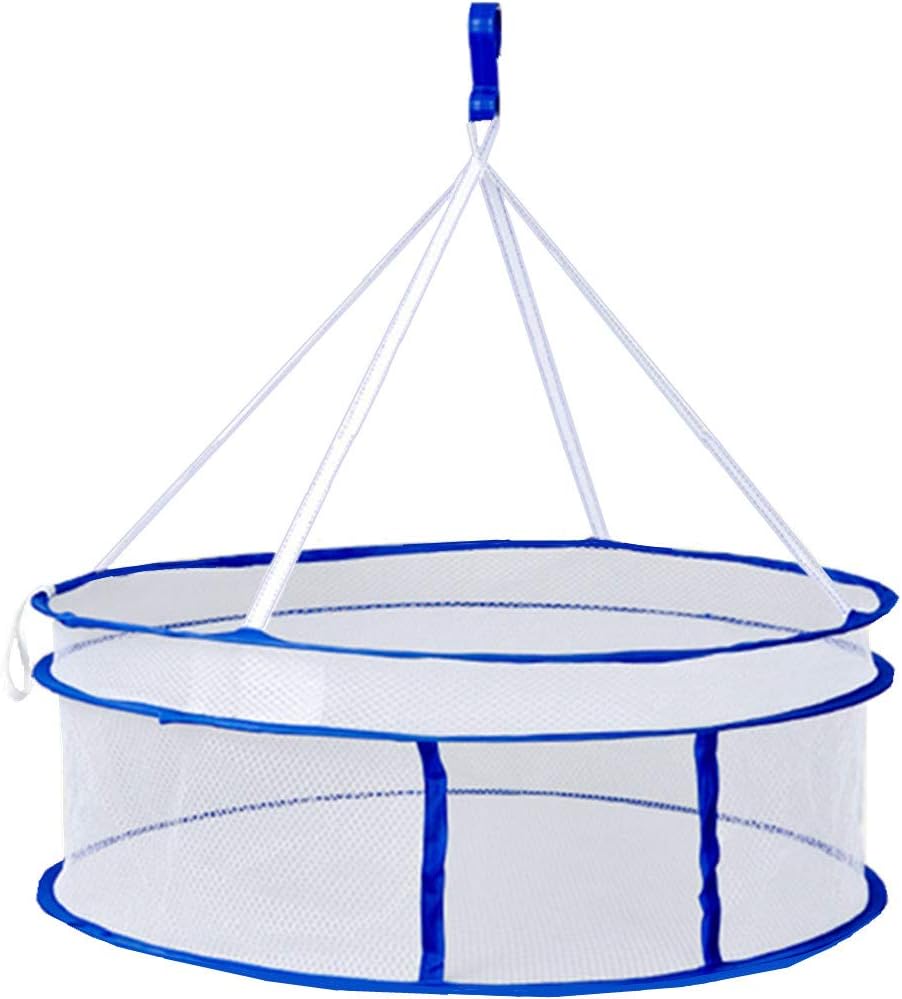 White Mesh Hanging Flat Clothes Drying Rack Herb Dry Net 2 Layer Collapsible Toys Dryer