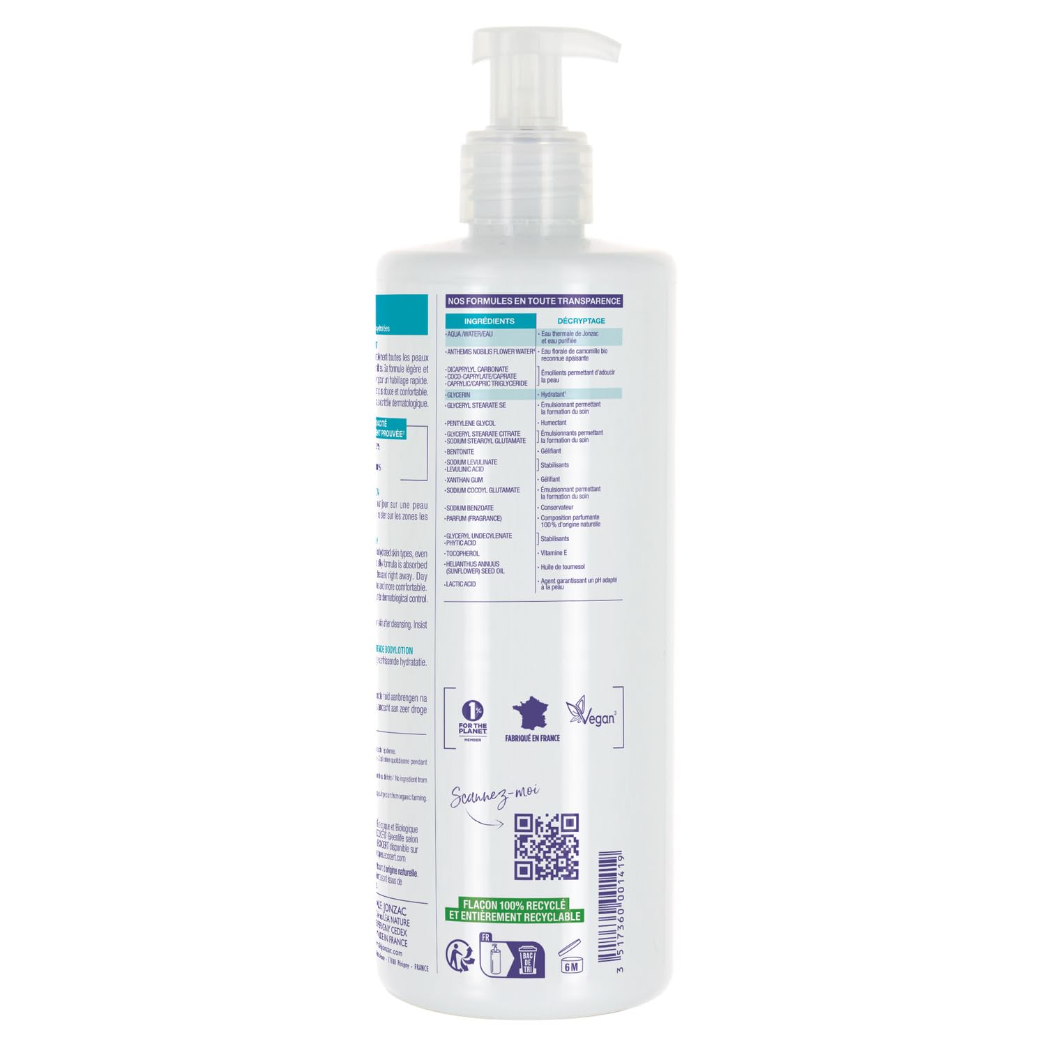 EAU THERMALE JONZAC Lait Corps Hydratant Rehydrate Bio 400 ml — Haute Tolérance Peaux Déshydratées et Sensibles - Lot de 2